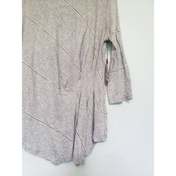 Vince Camuto Womens M T-shirt Top 3/4 Sleeve Gray Stripe Tunic Side Pleat NWT - Picture 3 of 7